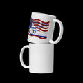 Stand With Israel American Flag & Star of David White Glossy Mug – 11 oz | Patriotic Gift