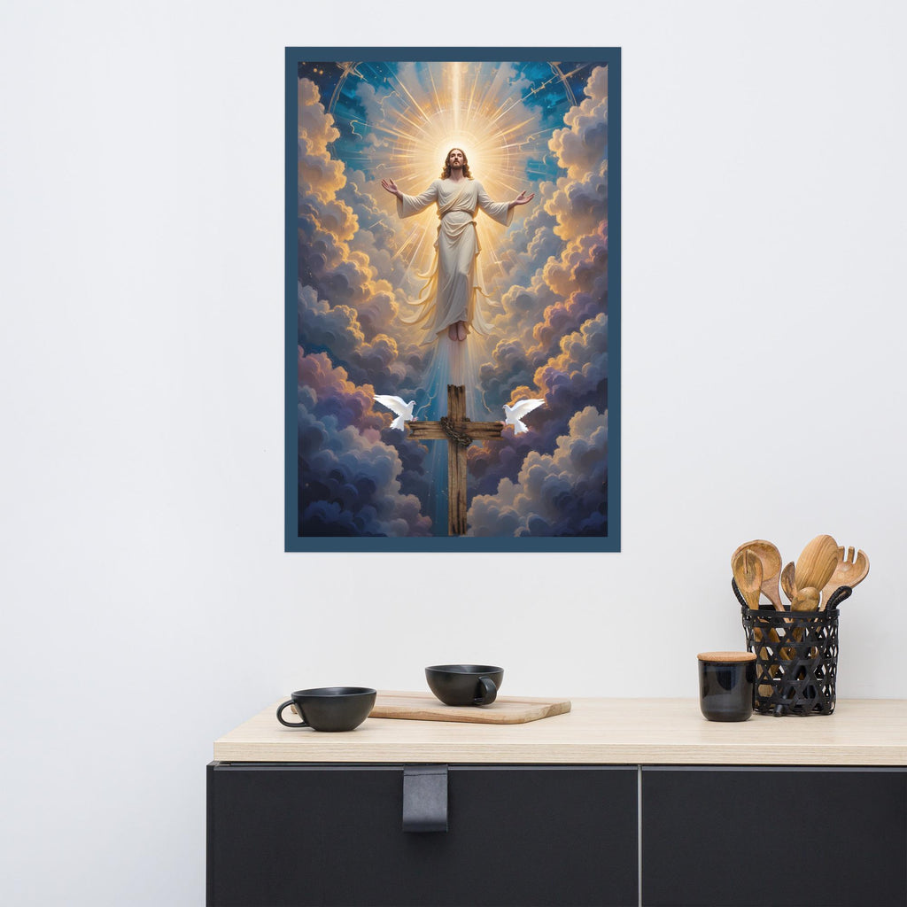 Jesus Ascending From the Cross to Heaven Photo Poster | Christian Wall Art Gift