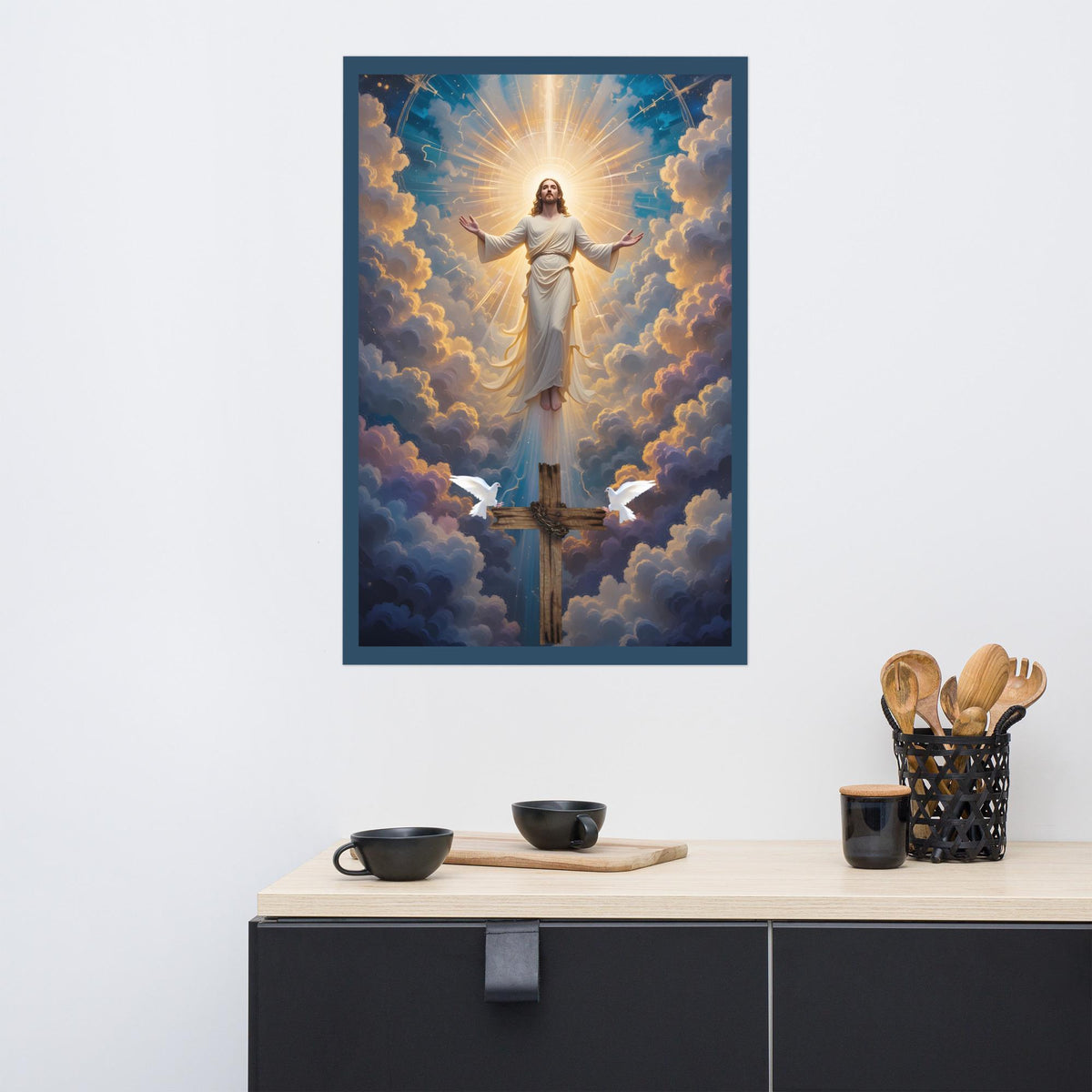 Jesus Ascending From the Cross to Heaven Photo Poster | Christian Wall Art Gift