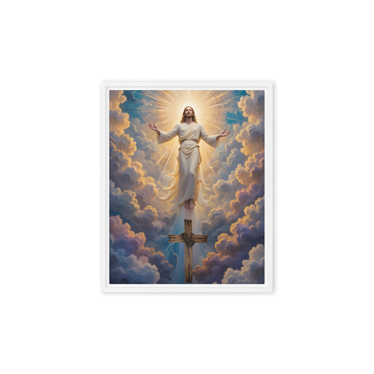Jesus Ascending Framed Canvas Print – 8×10" | Christian Wall Art Gift