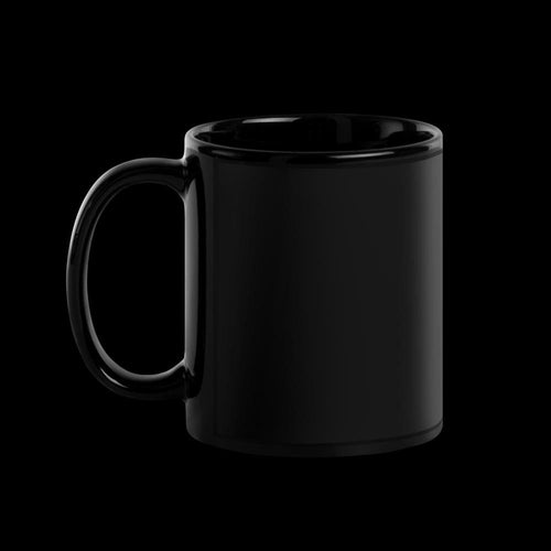 "He Comforts Me" Lion & Lamb Black Glossy Mug – 11 oz | Christian Faith Gift