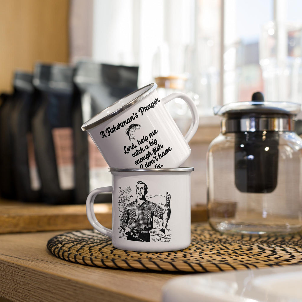 "A Fisherman's Prayer" Enamel Mug – 12 oz | Fishing & Camping Gift