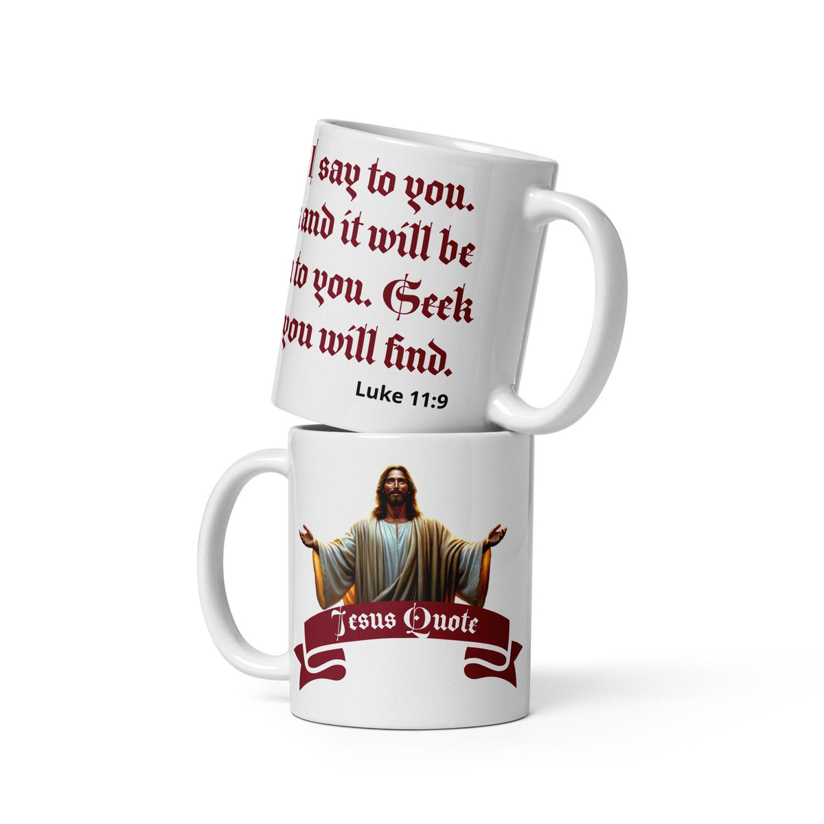 Jesus Quote Mug – Luke 11:9 | 11 oz Christian Gift