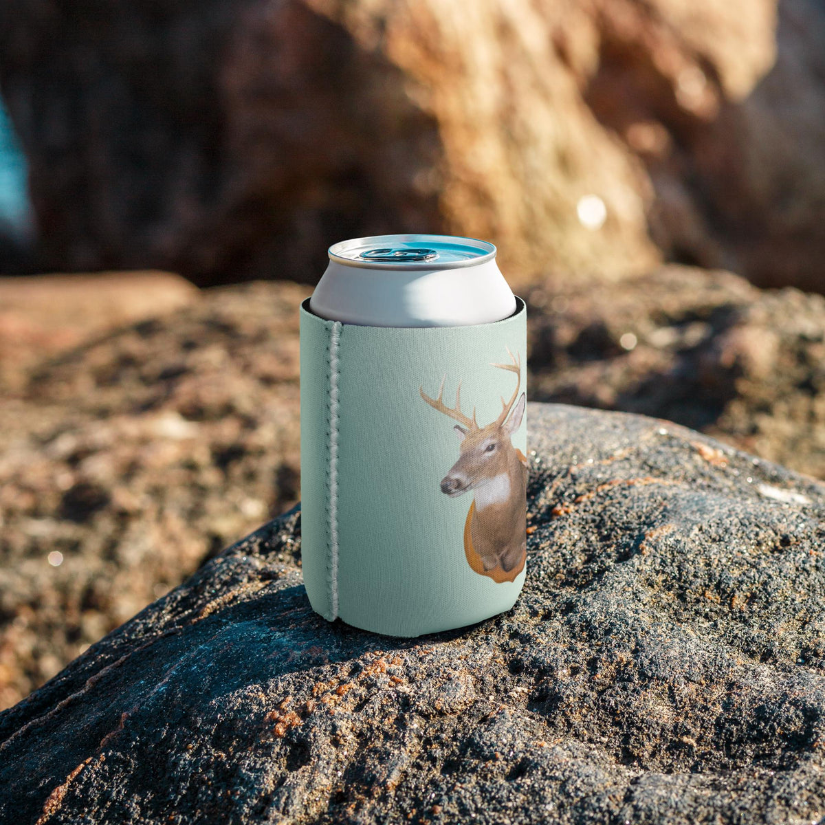 Deer Head Can Cooler – Neoprene Beverage Holder, Hunter Gift
