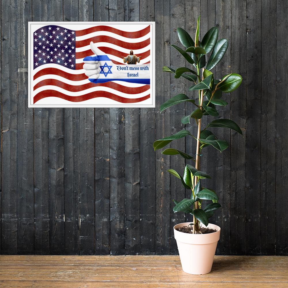 American Flag & Israel Framed Poster – 24×36" | Stand With Israel Wall Art
