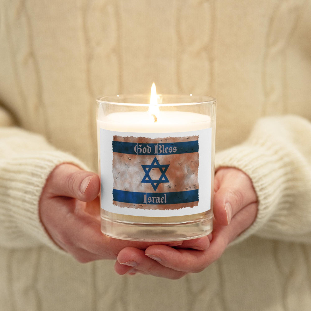 Israel Flag & Star of David Soy Wax Candle | Stand With Israel Home Decor