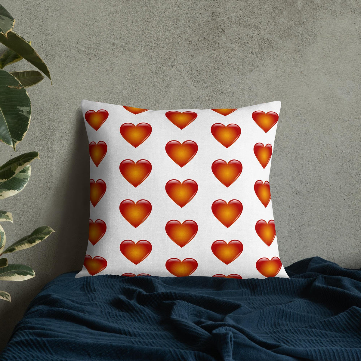 Heart Pattern Pillow: Linen Feel, Machine Washable