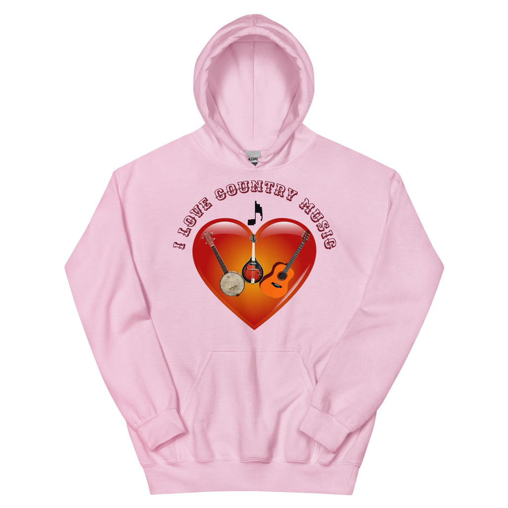 "I Love Country Music" Guitar, Mandolin & Banjo Unisex Hoodie | Country Music Gift