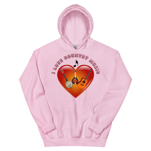"I Love Country Music" Guitar, Mandolin & Banjo Unisex Hoodie | Country Music Gift