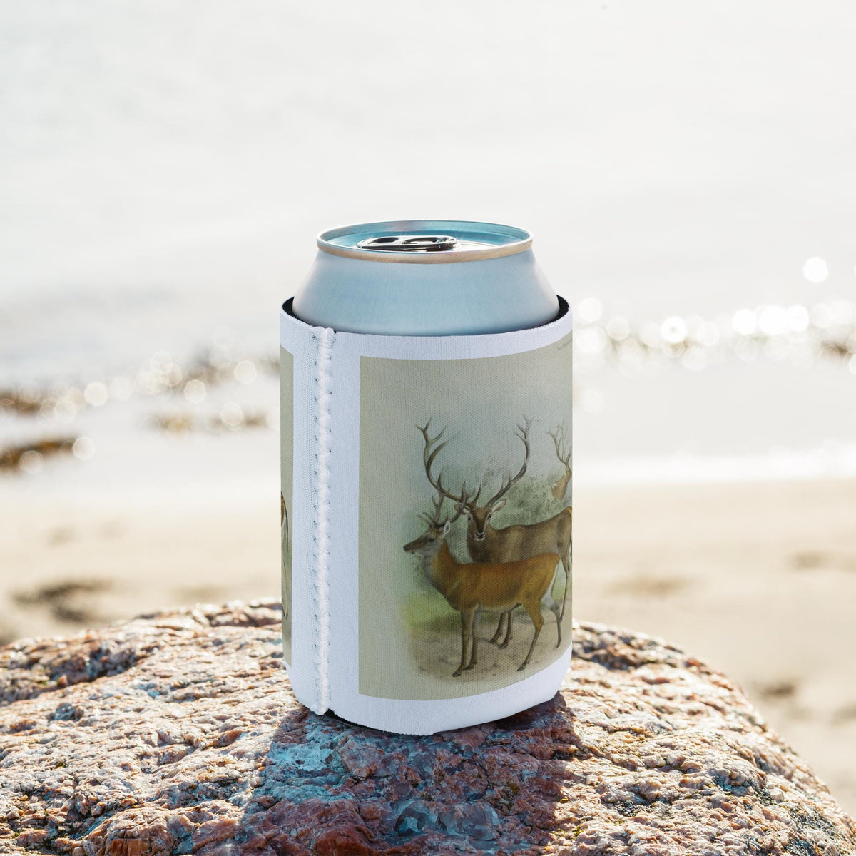 Deer and Elk Grazing Can Cooler – Neoprene, Hunter & Wildlife Gift