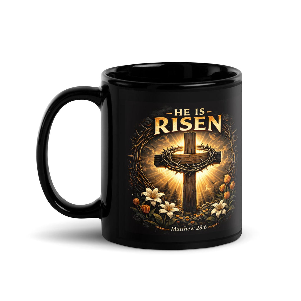 "He Is Risen" Cross & Crown of Thorns Ceramic Mug | Easter Christian Gift