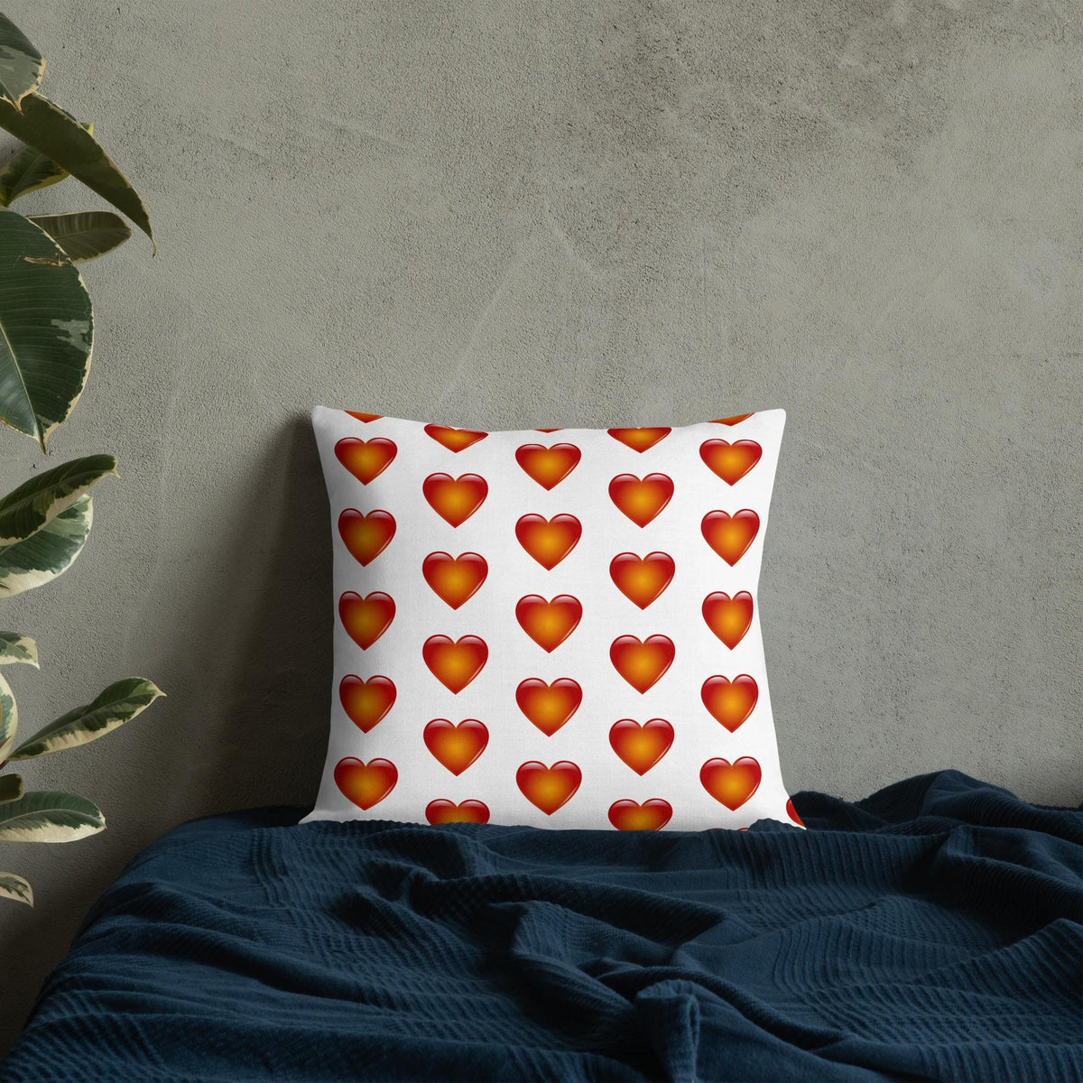Heart Pattern Pillow: Linen Feel, Machine Washable