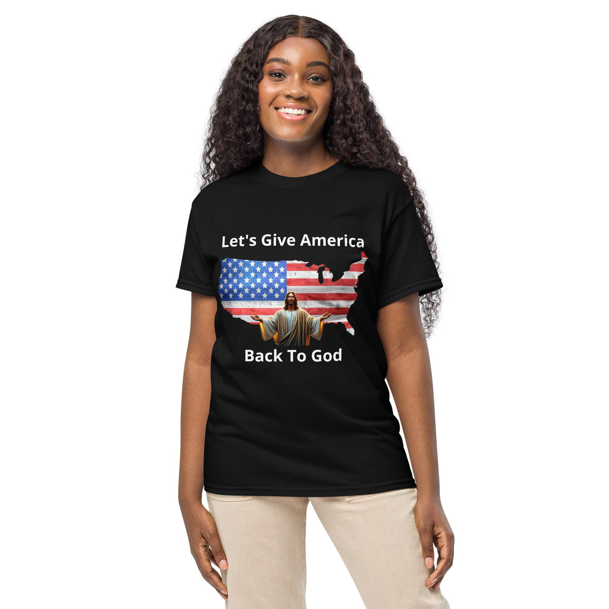 "Let's Give America Back to God" DryBlend T-Shirt | Patriotic Christian Gift