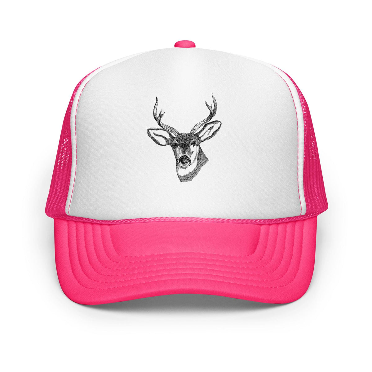 Deer Head Foam Trucker Hat – Orange & White Hunter's Cap