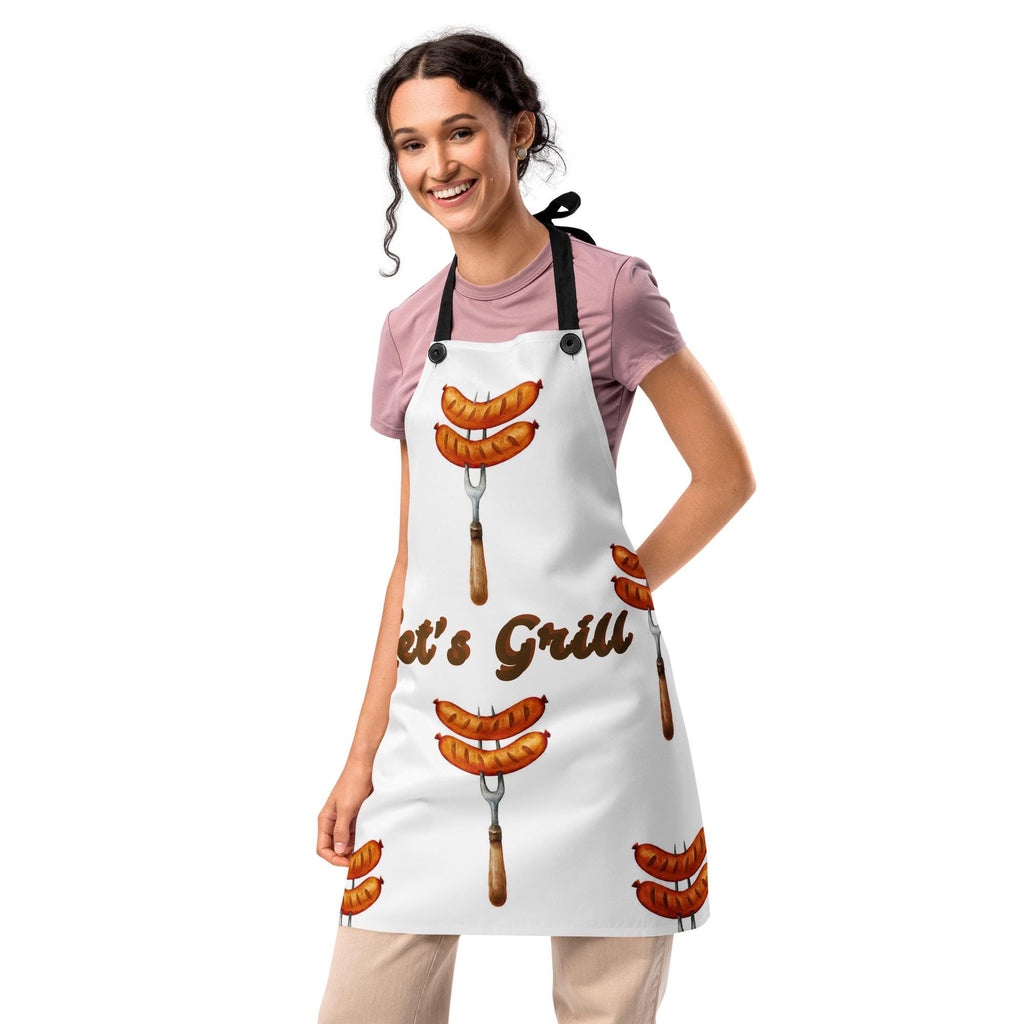 "Let's Grill" Hot Dogs on Forks Apron | Funny BBQ & Grilling Gift