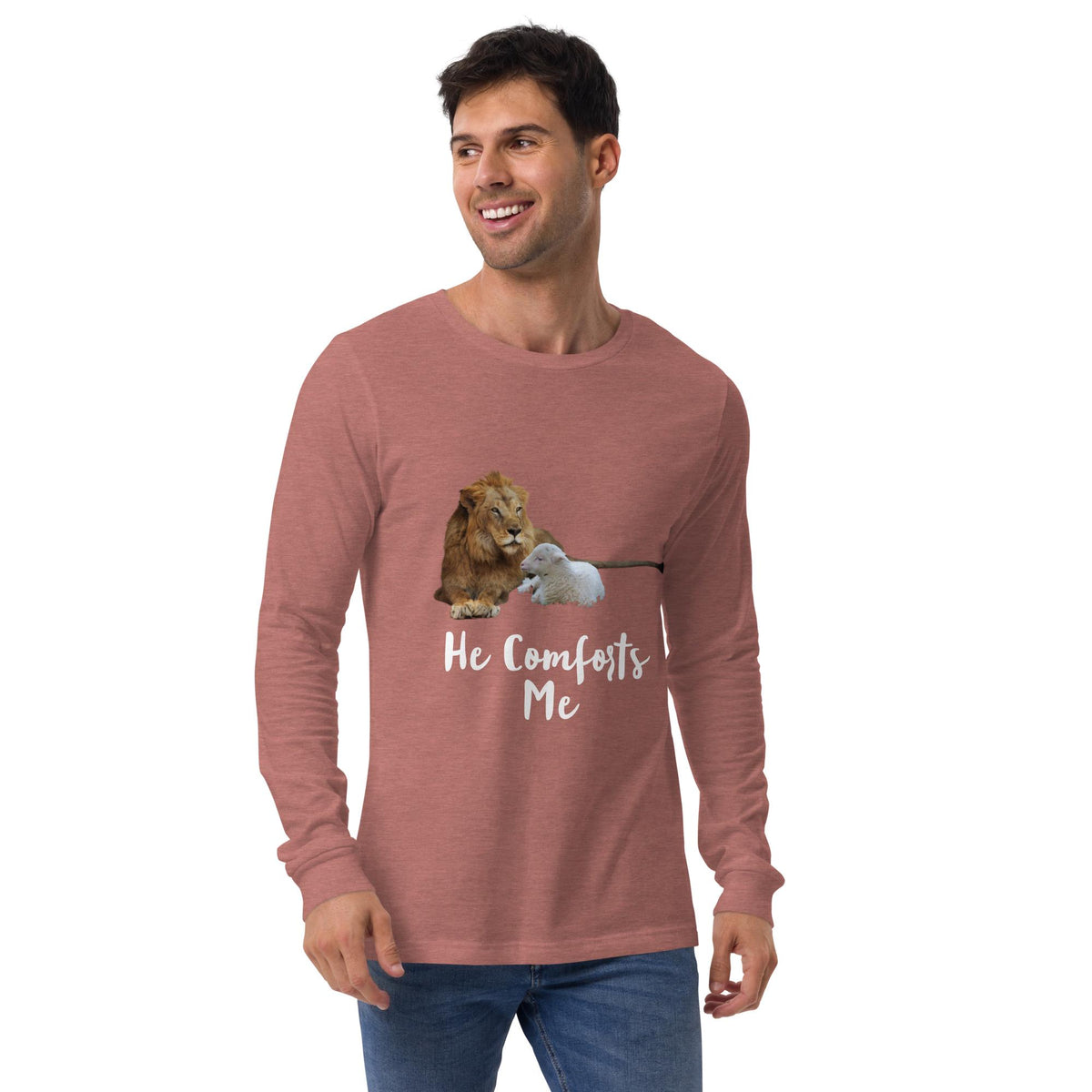 "He Comforts Me" Unisex Long Sleeve Tee | Christian Faith Gift
