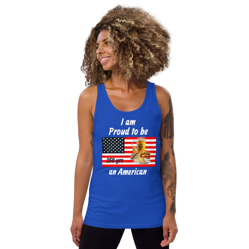 "I Am Proud to Be an American" 250 Years Unisex Tank Top | Patriotic Gift