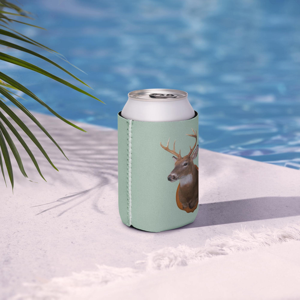 Deer Head Can Cooler – Neoprene Beverage Holder, Hunter Gift