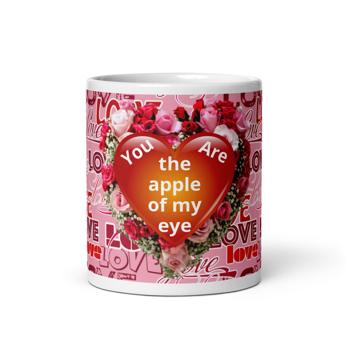 Valentine Floral Heart White Glossy Mug – 11 oz | Valentine's Day Gift