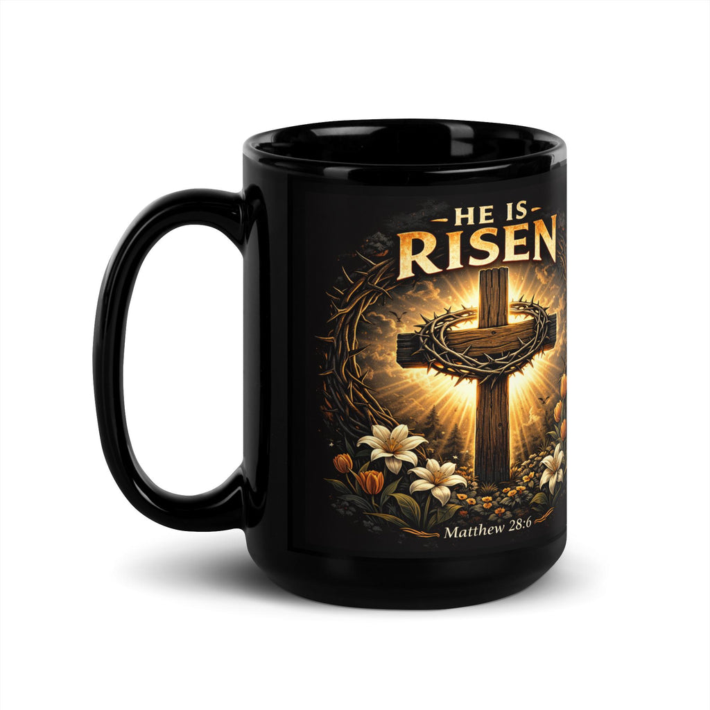 "He Is Risen" Cross & Crown of Thorns Ceramic Mug | Easter Christian Gift