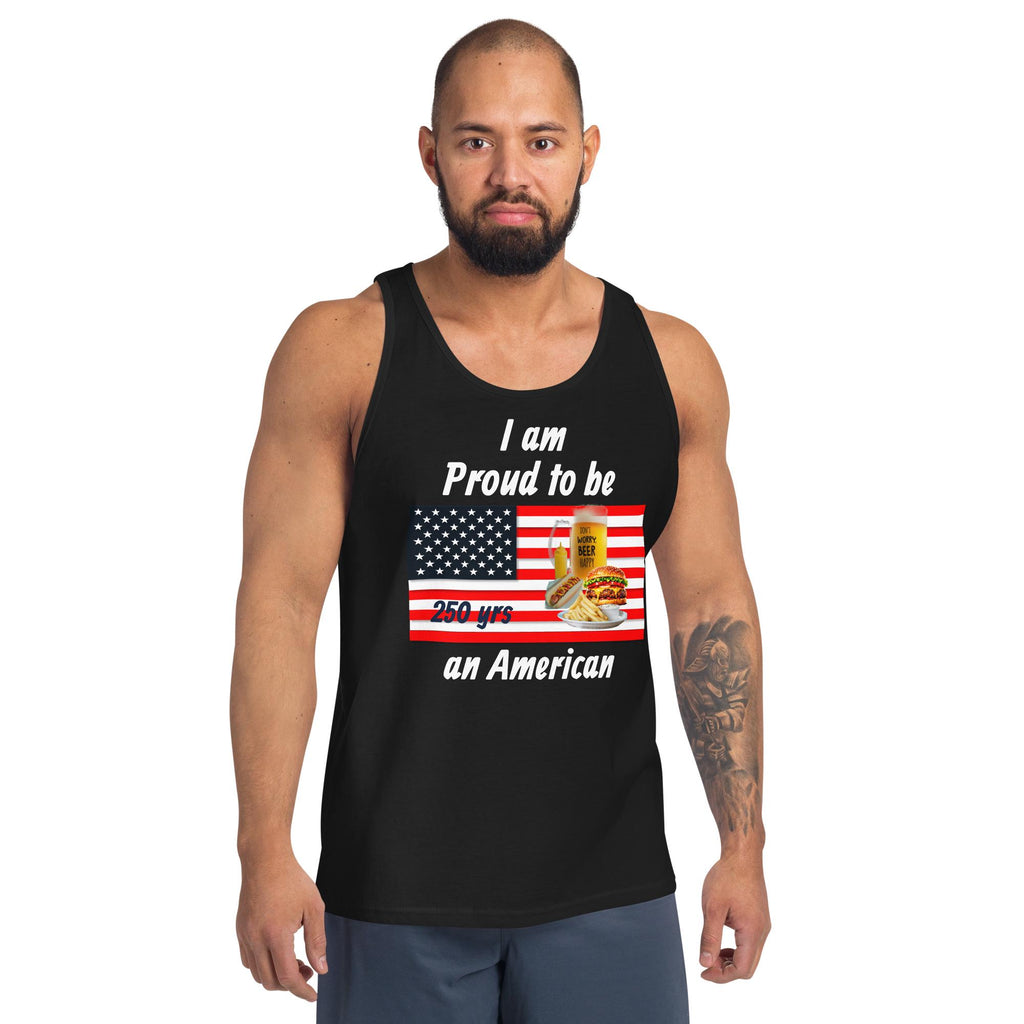 "I Am Proud to Be an American" 250 Years Unisex Tank Top | Patriotic Gift