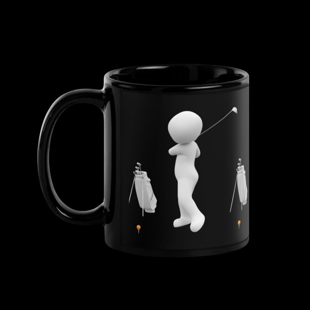 Golf Characters Black Glossy Mug – 11 oz | Funny Golfer Gift