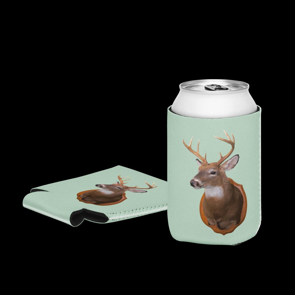 Deer Head Can Cooler – Neoprene Beverage Holder, Hunter Gift