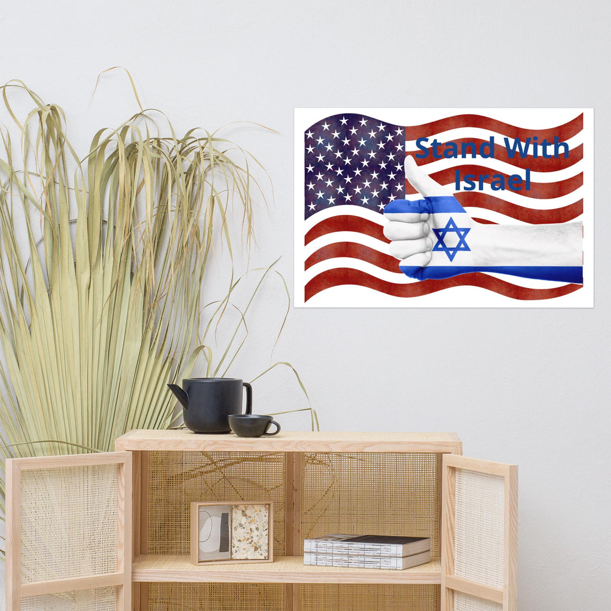 Stand With Israel Poster – American Flag & Star of David | 24×36" Wall Art