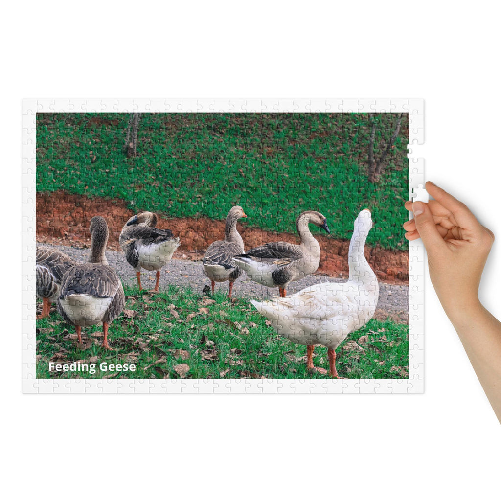 Feeding Geese 500 Piece Jigsaw Puzzle, Glossy Finish, Tin Box