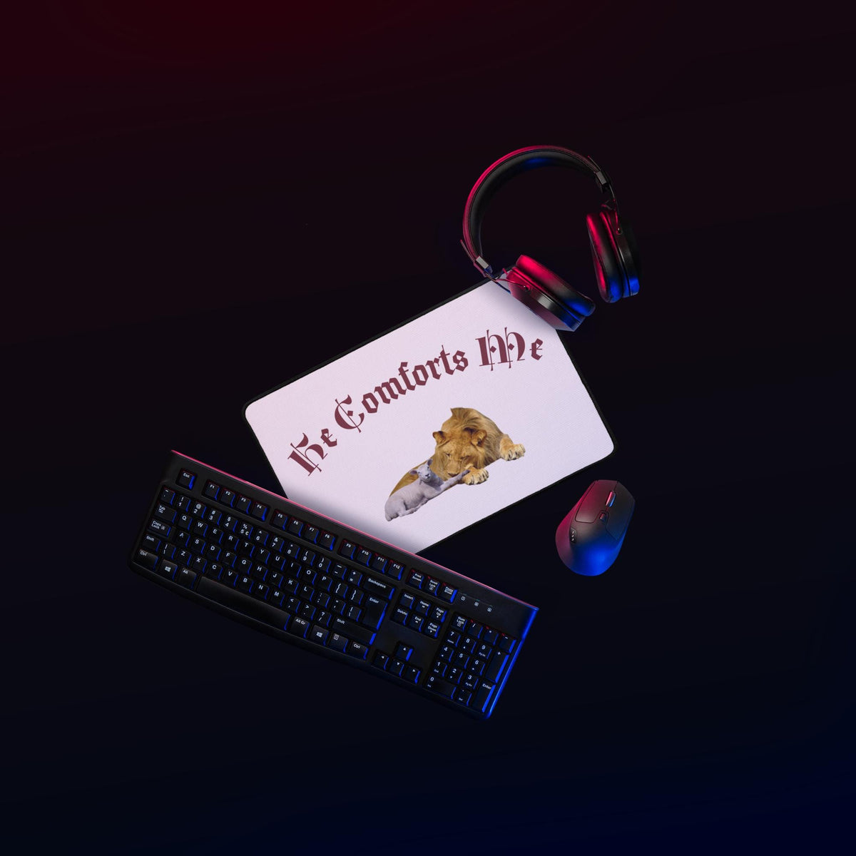 Lion & Lamb Desk Mat – Christian Office Decor | Religious Gift