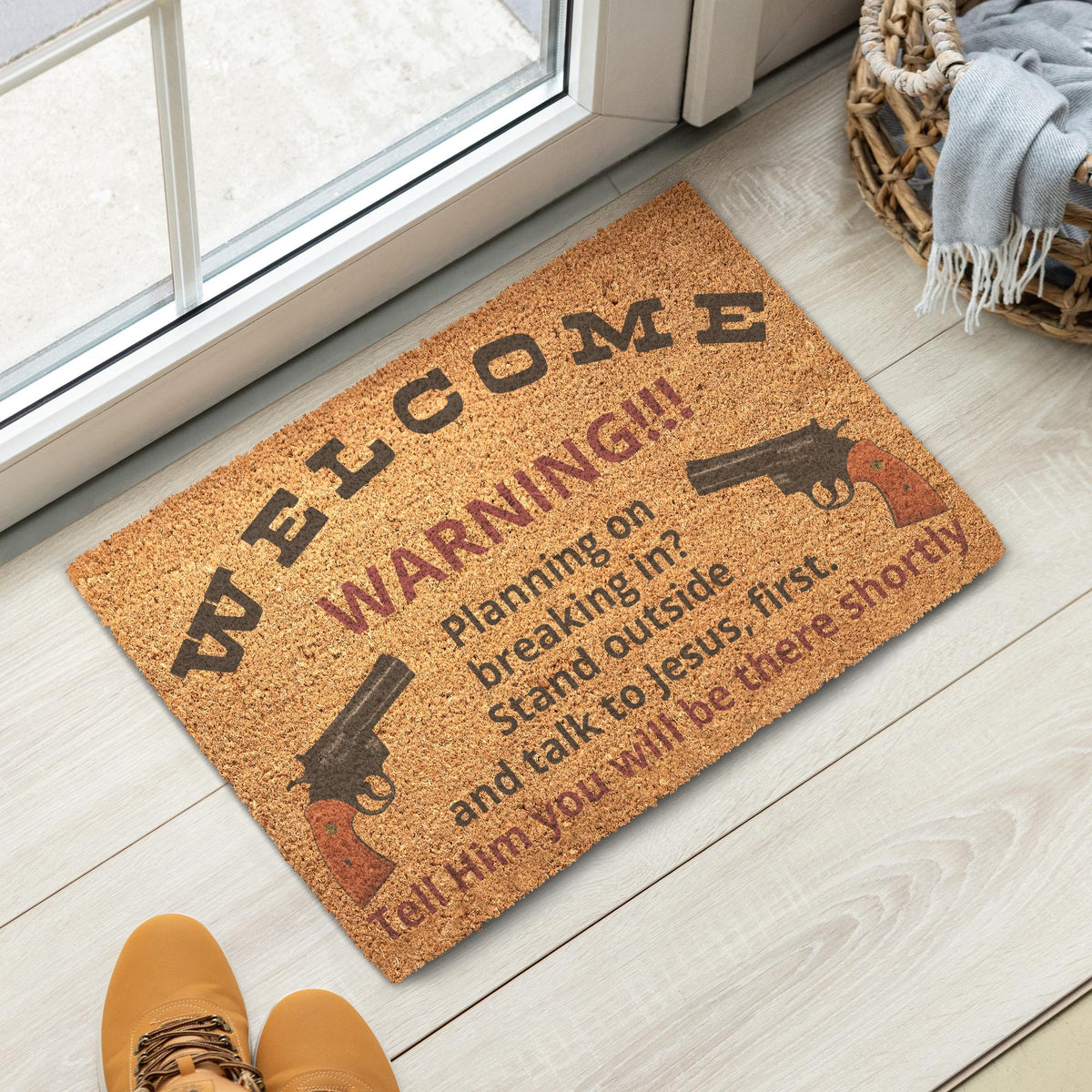 "Warning to Criminals" Coir Doormat – 24×16" | Funny Home Security Gift