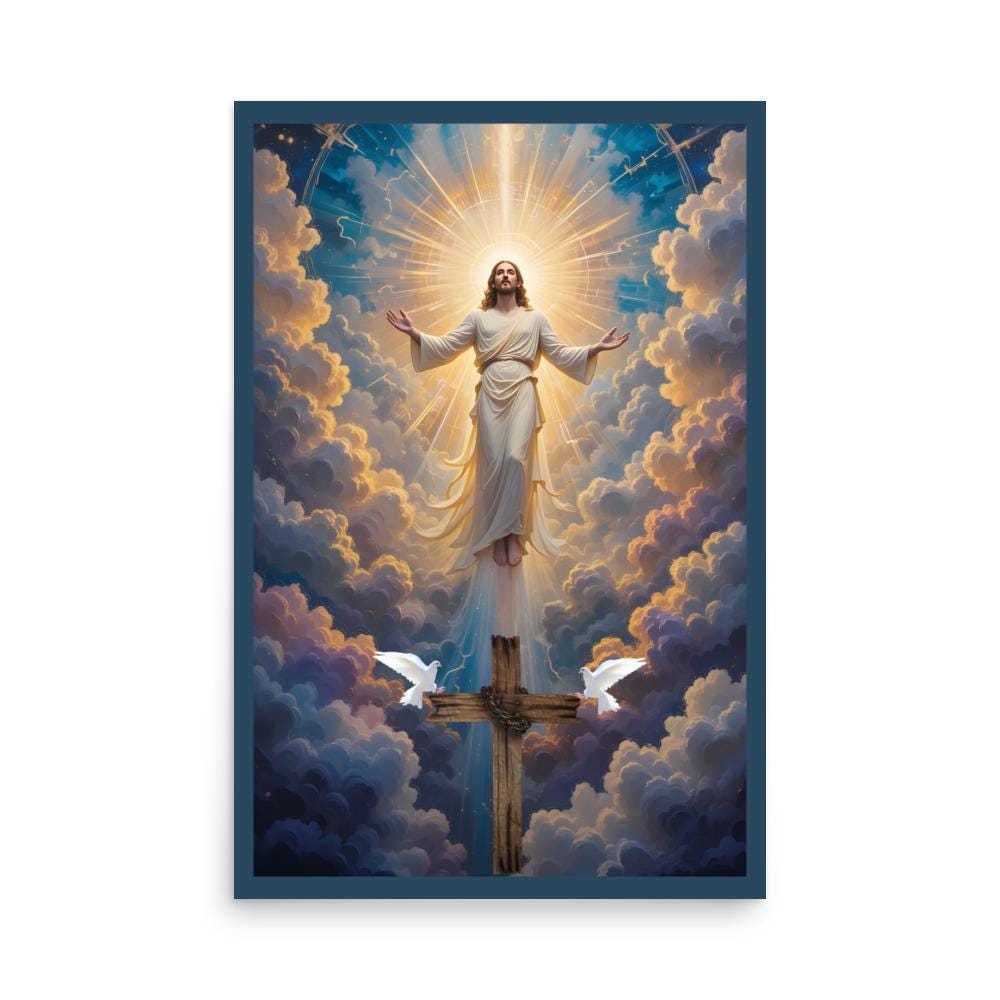 Jesus Ascending From the Cross to Heaven Photo Poster | Christian Wall Art Gift
