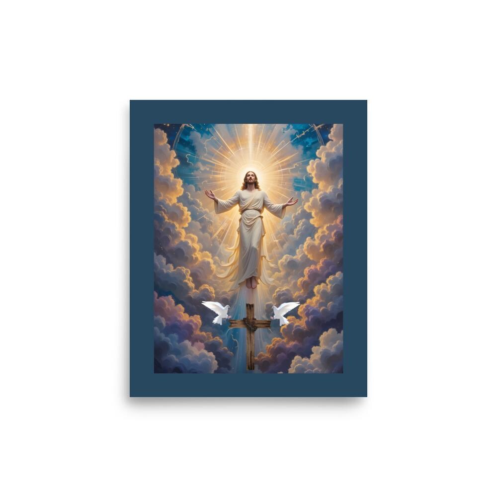 Jesus Ascending From the Cross to Heaven Photo Poster | Christian Wall Art Gift