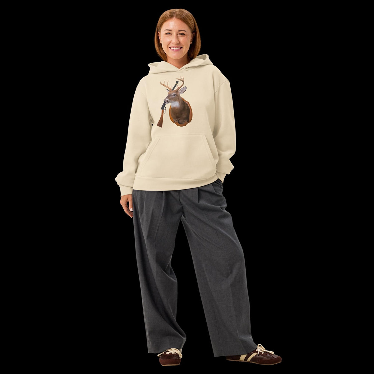 Hunting Rifle & Mounted Deer Head Urban Hoodie