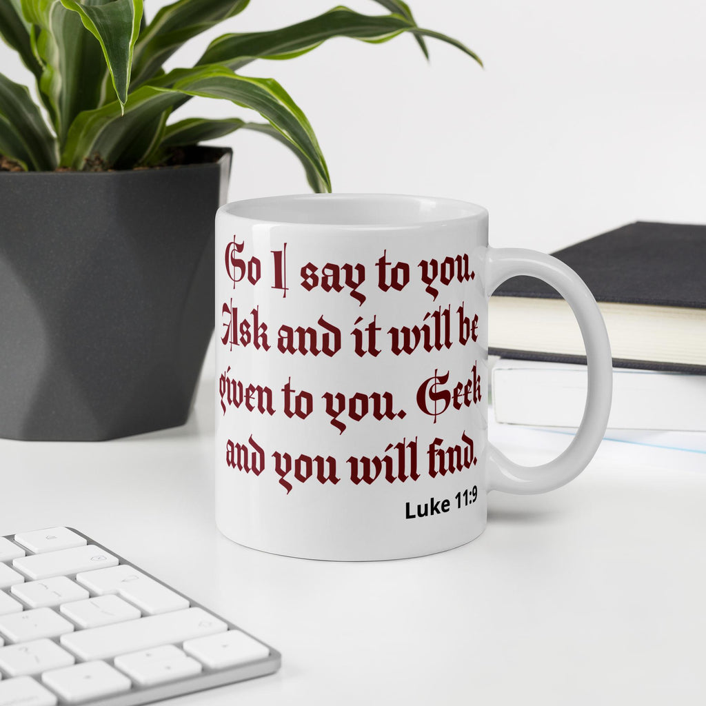 Jesus Quote Mug – Luke 11:9 | 11 oz Christian Gift