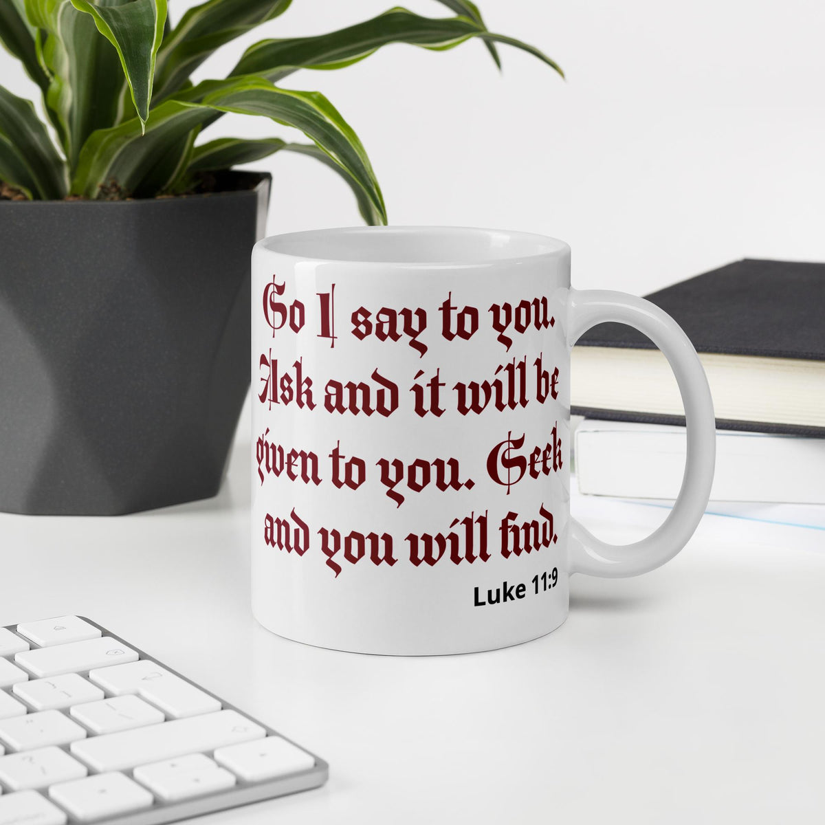 Jesus Quote Mug – Luke 11:9 | 11 oz Christian Gift