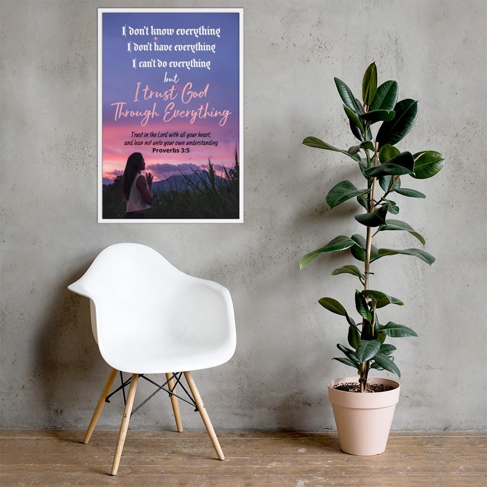 "Trust in the Lord" Proverbs 3:5 Framed Wall Art Poster | Christian Home Decor