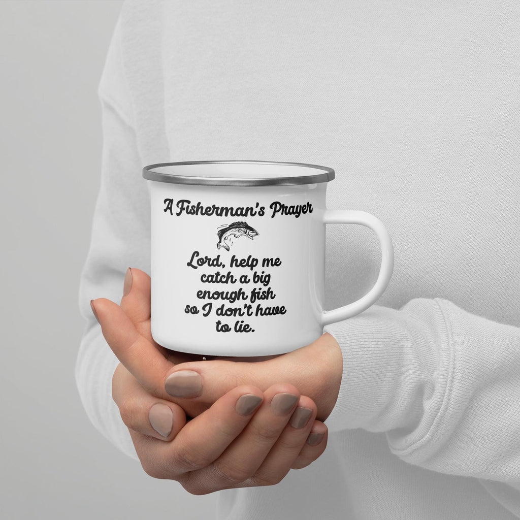 "A Fisherman's Prayer" Enamel Mug – 12 oz | Fishing & Camping Gift