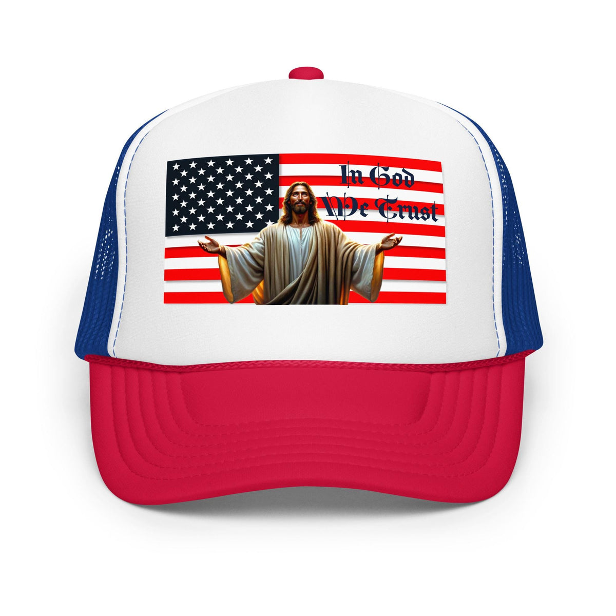 Jesus With American Flag Foam Trucker Hat
