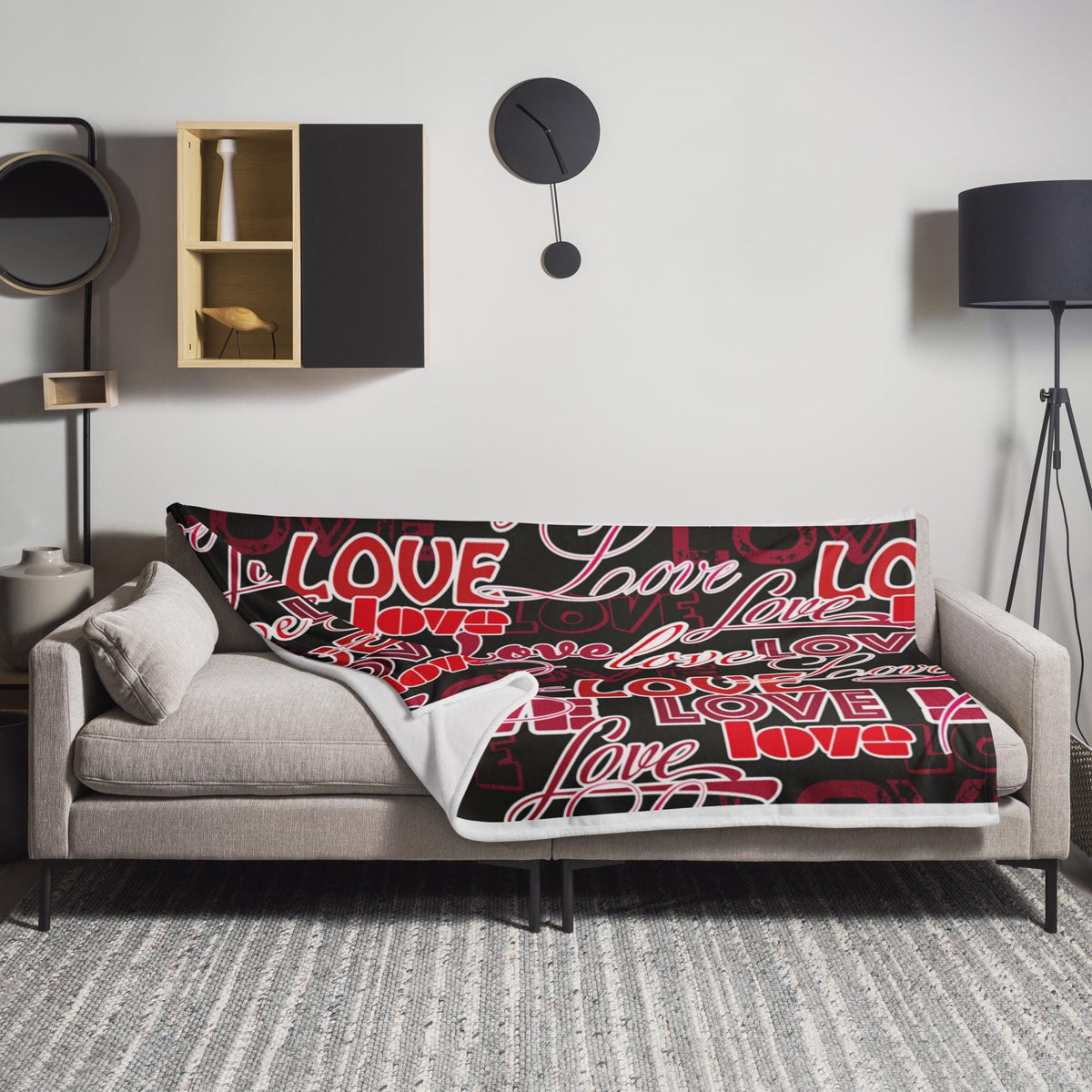 All-Over Love Design Throw Blanket – 60×80" | Gift for Couples & Love Lovers