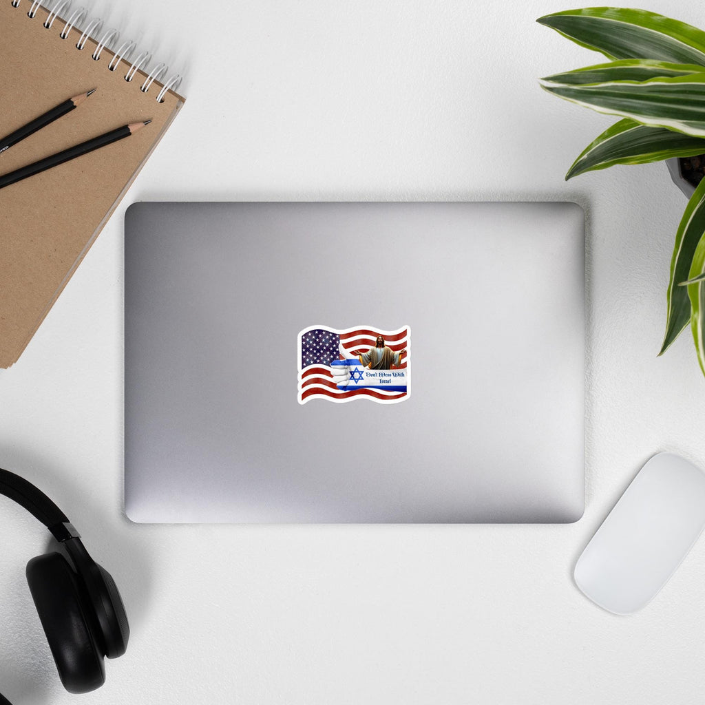 Israel Pride Sticker – American Flag, Jesus & Star of David | 5×5" Faith Sticker