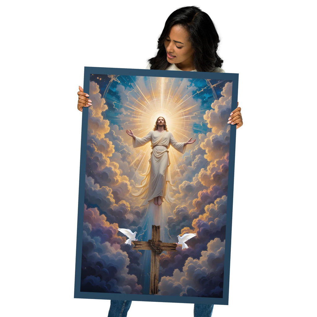 Jesus Ascending From the Cross to Heaven Photo Poster | Christian Wall Art Gift