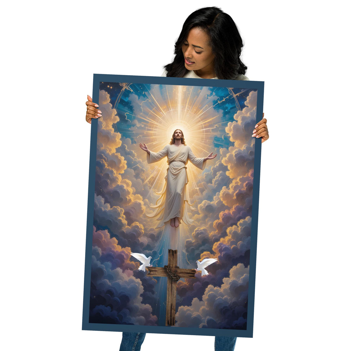 Jesus Ascending From the Cross to Heaven Photo Poster | Christian Wall Art Gift