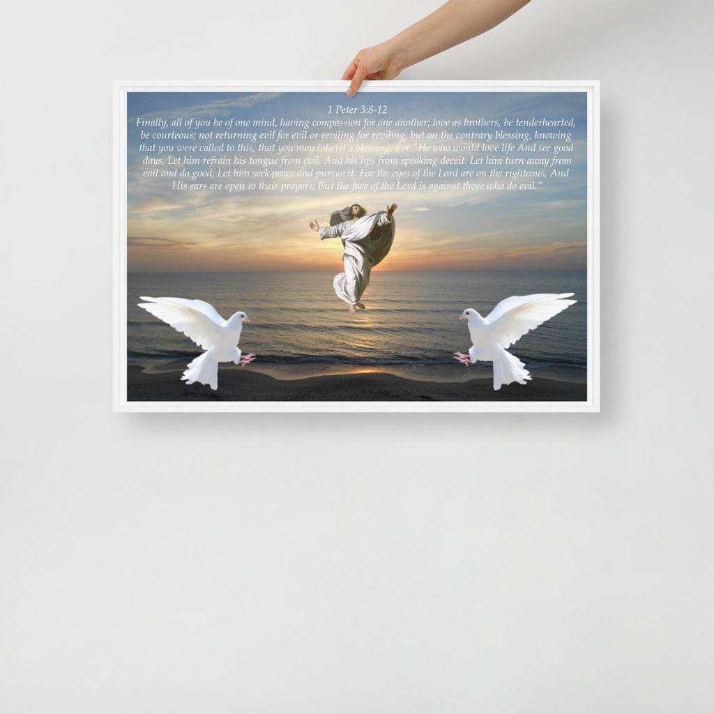 20"x30" Framed Canvas: Jesus on Water