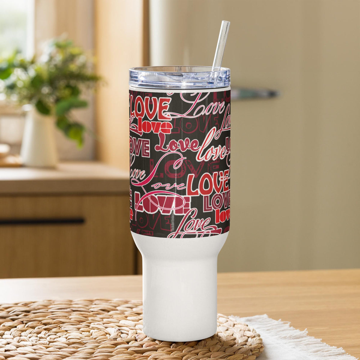 Love Words All-Over Print Travel Mug with Handle – 25 or 40 oz