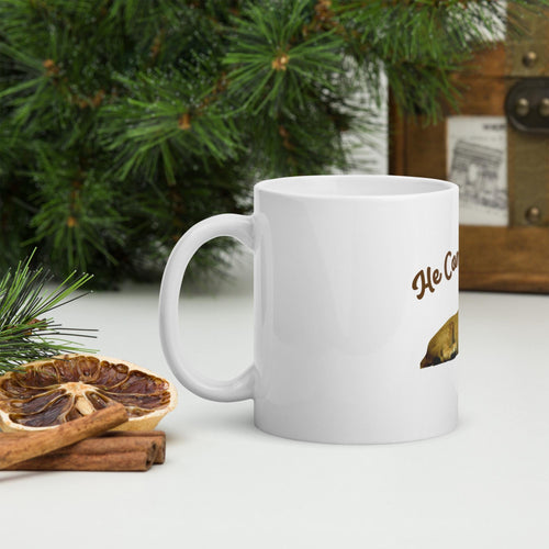 "He Comforts Me" Lion & Lamb Ceramic Mug – 11 oz | Christian Gift
