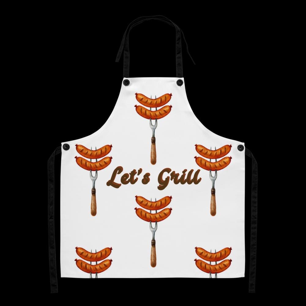 "Let's Grill" Hot Dogs on Forks Apron | Funny BBQ & Grilling Gift