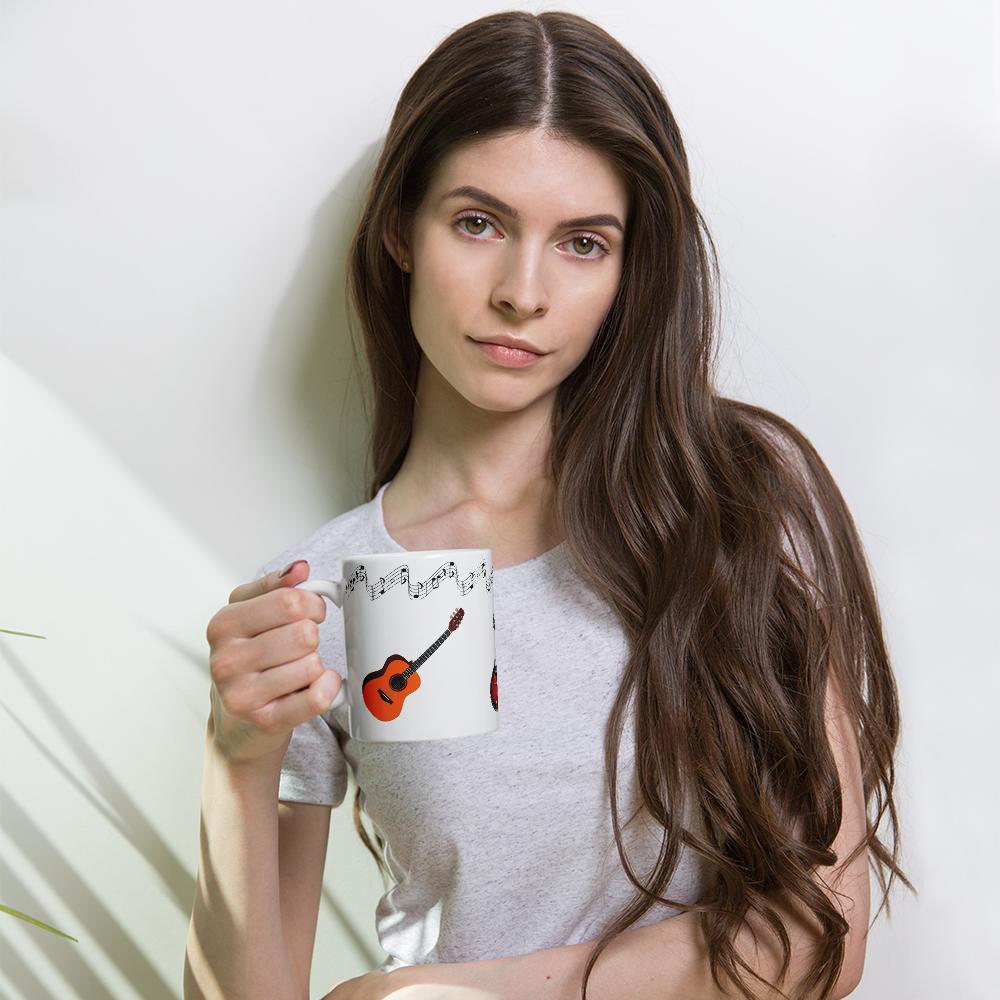 Mandolin, Guitar & Banjo Music White Glossy Mug – 11 oz | Music Lover Gift