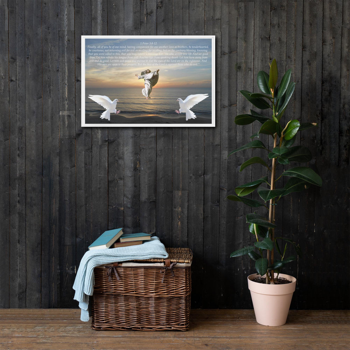 20"x30" Framed Canvas: Jesus on Water