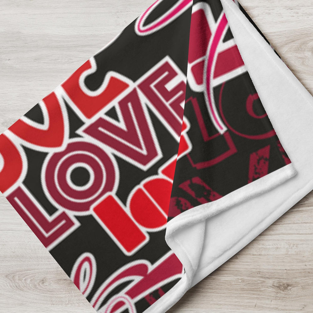 All-Over Love Design Throw Blanket – 60×80" | Gift for Couples & Love Lovers